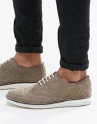 Dune Brogues In Gray Suede With Contrast Sole - Gray