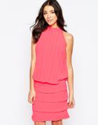 Traffic People Chiffon Bold Sweet Charity Dress With Halterneck - Pink