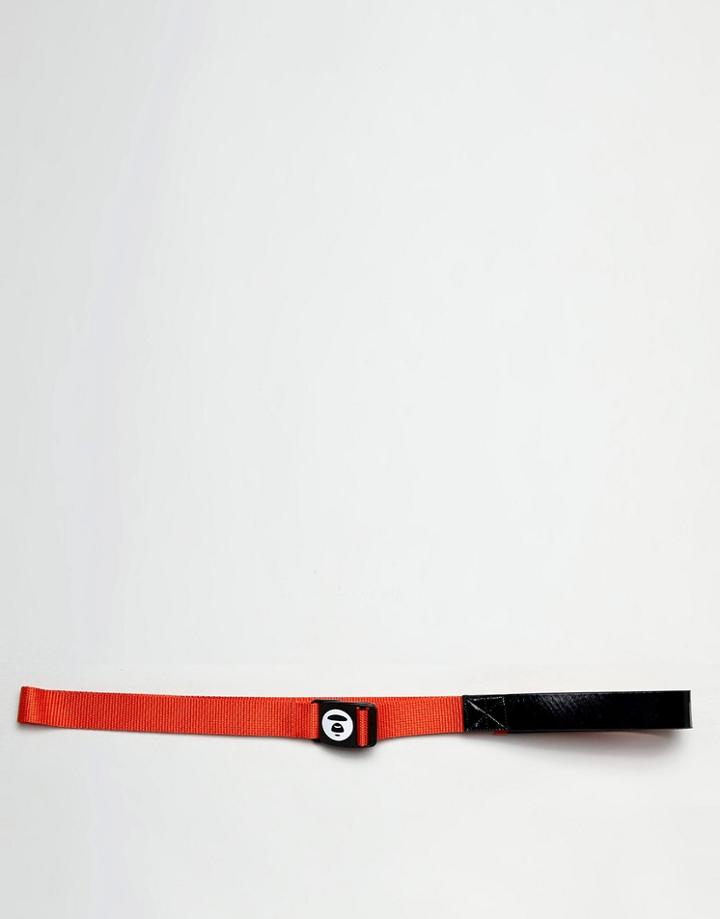 Aape By A Bathing Ape Clip Belt With Block Print In Orange - Orange