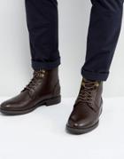 Asos Work Boots In Brown Faux Leather - Brown