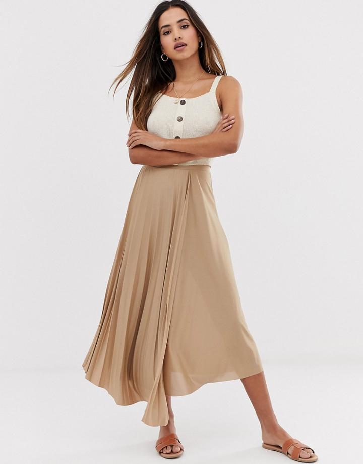 Asos Design Cut About Wrap Pleated City Maxi Skirt - Gray