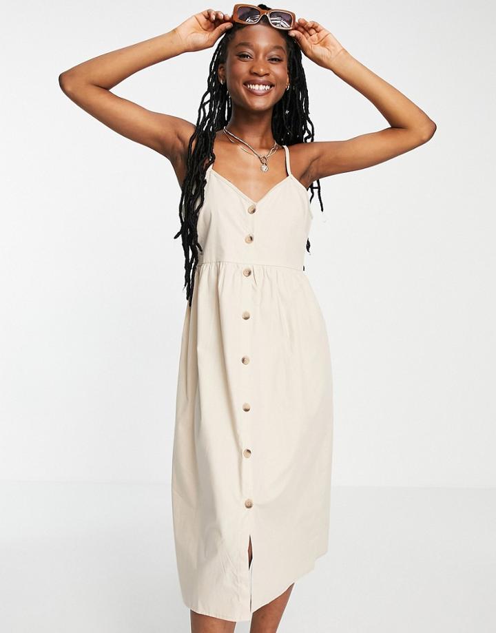 Influence Button Down Beach Dress In Sand-brown