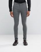 Asos Super Skinny Suit Trousers In Grey Neppy Texture - Blue