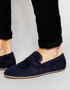 Hudson London Platt Suede Deconstructed Loafers - Blue