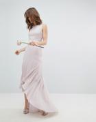 Tfnc Wedding Bow Back Maxi Dress With High Low Hem - Brown