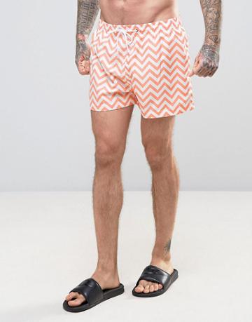 Kiss This! Small Zig Zag Swim Shorts - Orange