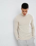 Asos Design Lambswool Roll Neck Sweater In Oatmeal - Beige