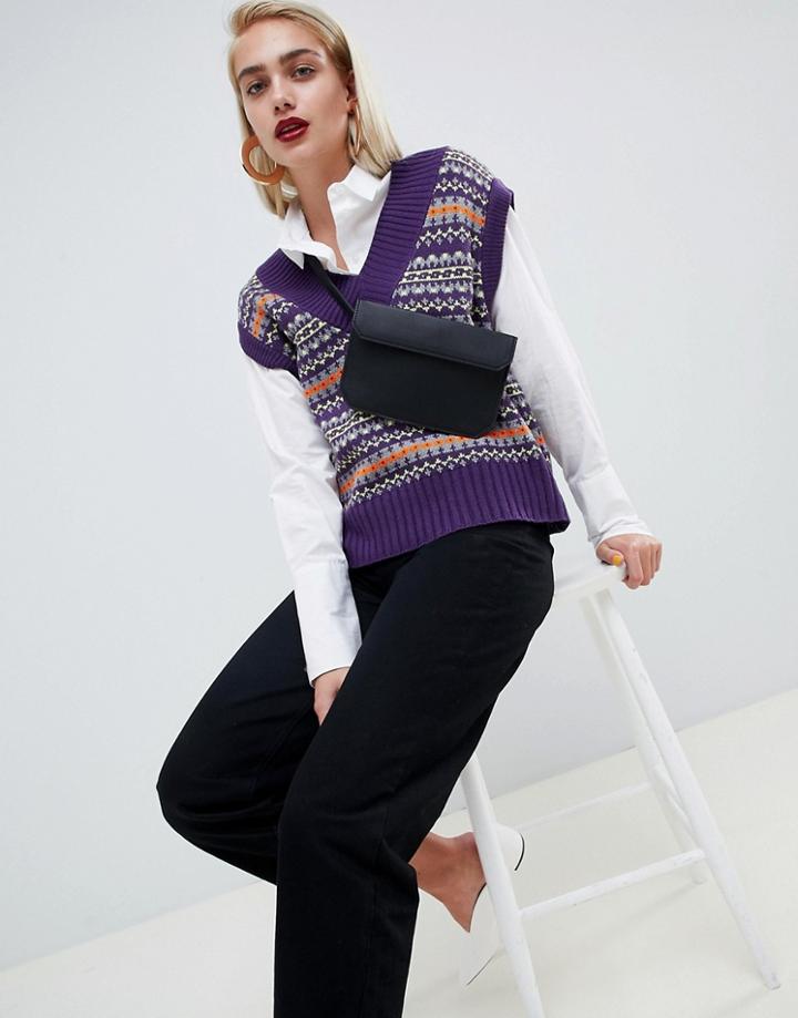 Asos Design Oversized Knit Tank In Fairisle - Multi