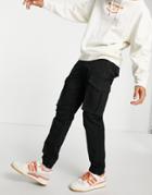 Only & Sons Tapered Fit Cargo Trousers In Black