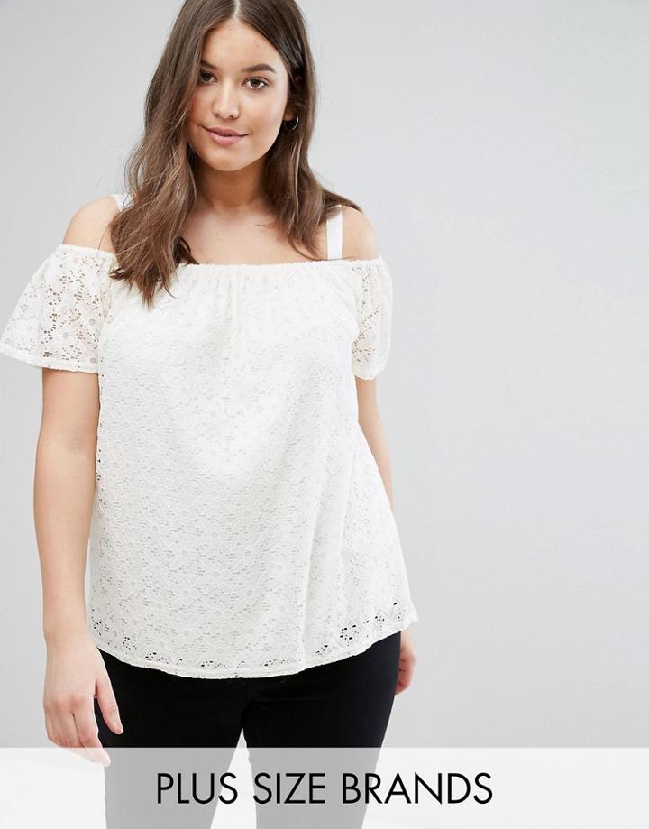 New Look Plus Lace Bardot Cami Top - White