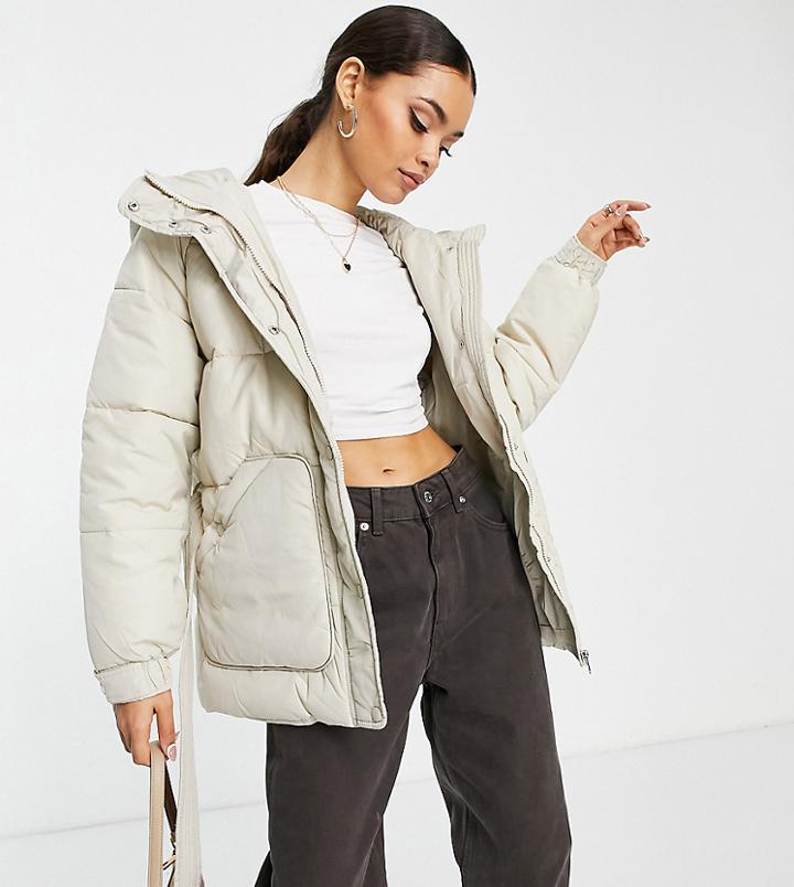 Vero Moda Petite Hooded Padded Jacket In Cream-white