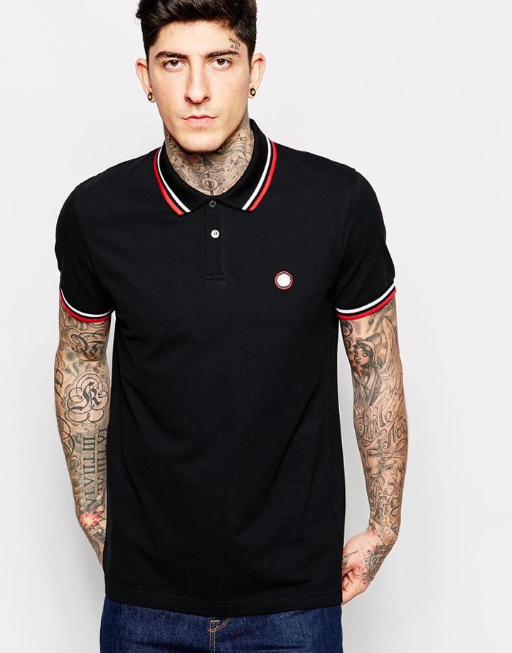 Pretty Green Polo Shirt With Tipping - Black