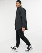 Asos Design Quilted Oversized Drop Shoulder Shirt In Black