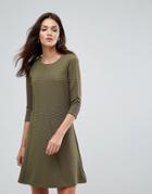 Vila 3/4 Sleeve Skater Dress - Green