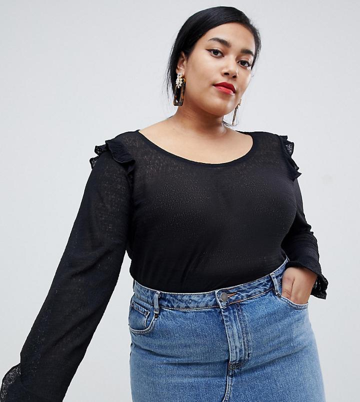 Junarose Frill Detail Blouse - Black