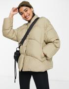 Mango Padded Bomber Jacket In Light Green