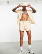 Asos Design Swim Shorts With Floral Print In Short Length - Part Of A Set-neutral