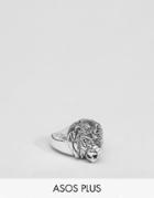 Asos Plus Sterling Silver Lion Head Ring - Silver