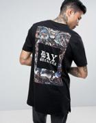 Asos Super Longline T-shirt With Day Dreamers Renaissance Back Print - Black