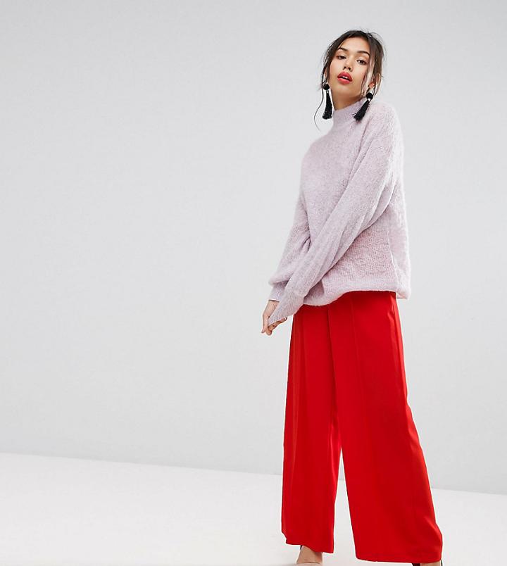 Warehouse High Waist Wide Leg Pants - Red