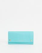 Paul Costelloe Leather Wallet With Snap Front In Light Blue-blues