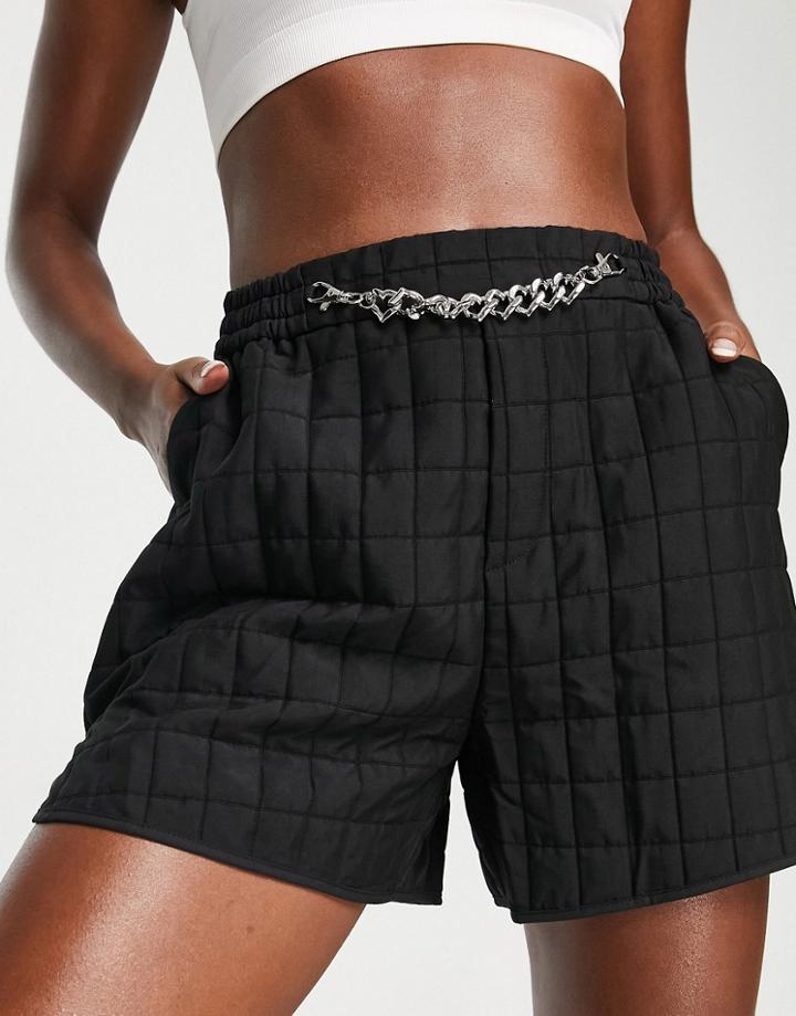 Urban Revivo Quilted Mini Shorts In Black