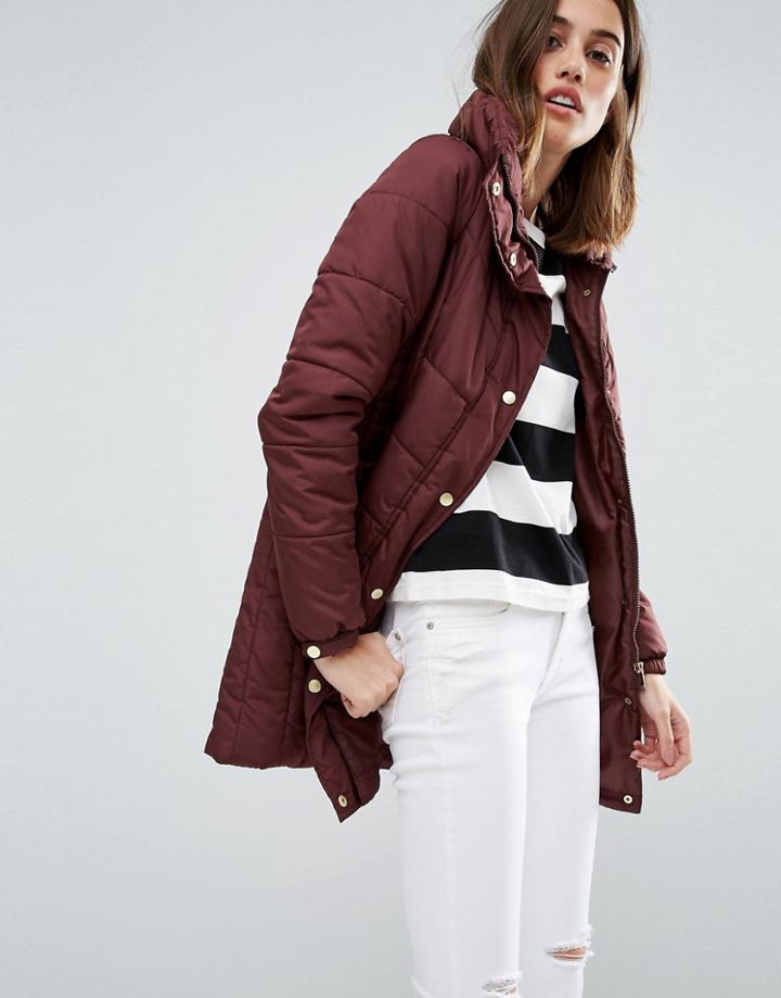 Vero Moda Funnel Neck Padded Coat - Brown