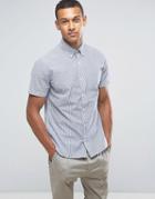 Mango Man Short Sleeve Shirt In Blue And White Stripe - Blue