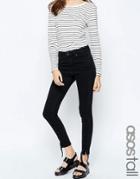 Asos Tall Ridley Skinny Jeans With Bow Hem Detail - Washed Black