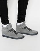 Asos Hi-top Sneakers In Gray Faux Suede - Gray