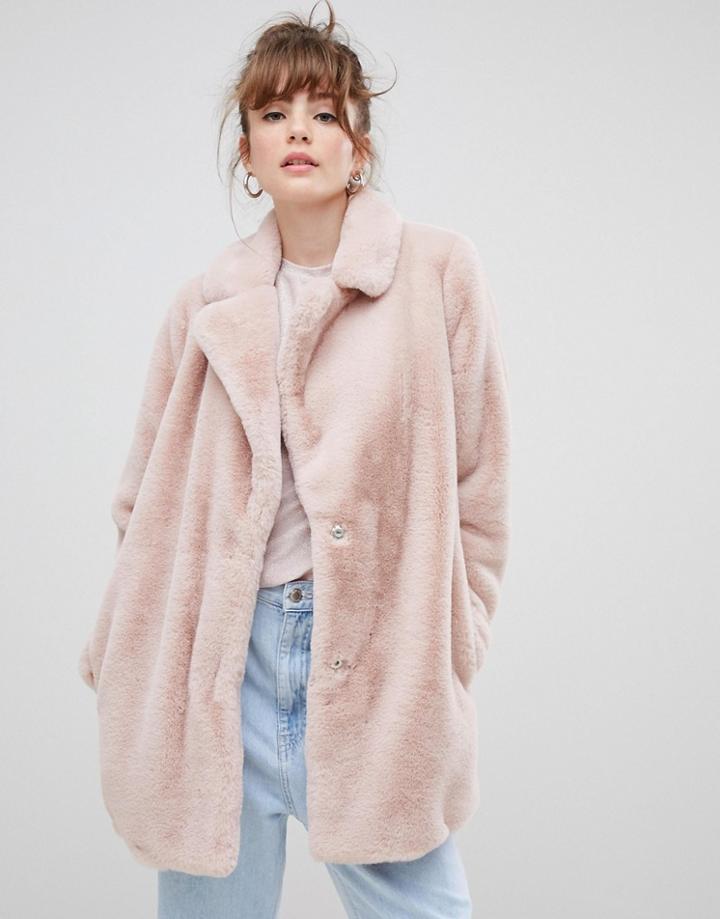 New Look Faux Fur Coat - Beige