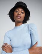 Bershka High Neck Fine Knit Sweater In Baby Blue-blues