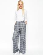 Asos Relaxed Wide Leg Pant In Check Co-ord - Check