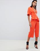 Lavish Alice Kimono Sleeve Peplum Culotte Jumpsuit - Orange
