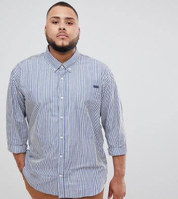 Badrhino Big Long Sleeve Striped Shirt In Blue White - Blue