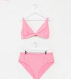 Peek & Beau Curve Exclusive Rib High Waist Bikini Bottom In Summer Rose Pink