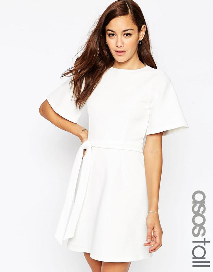 Asos Tall Kimono Sleeve A-line Mini Dress - White