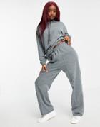 Asos Design Hourglass Acid Wash Tracksuit Hoodie/ Straight Leg Sweatpants In Charcoal-grey