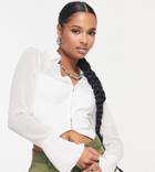 Asos Design Petite Mesh Shirt With Corset Bodysuit In White