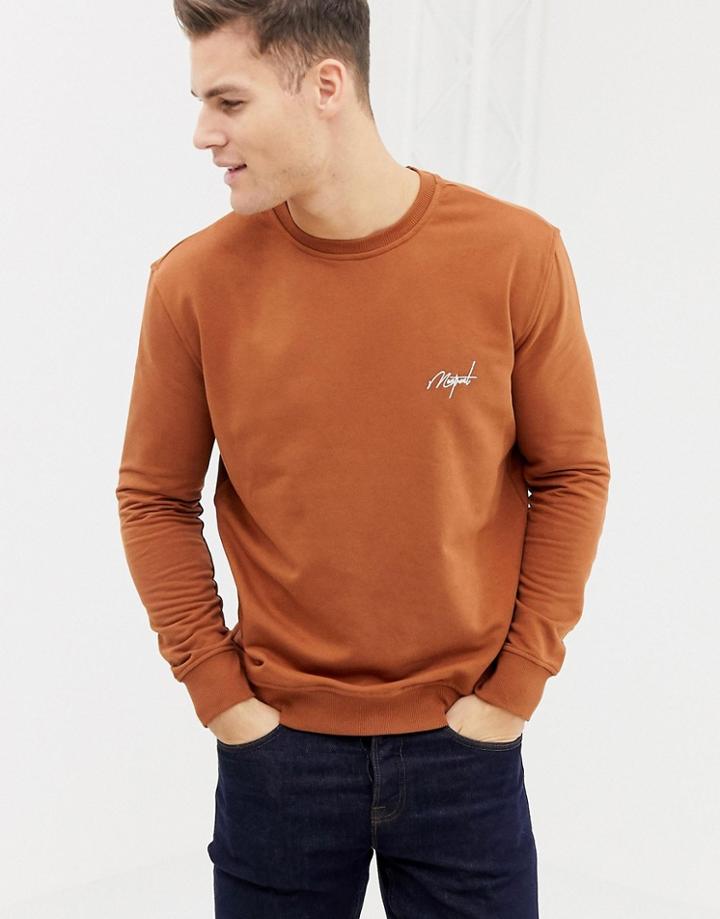 New Look Sweatshirt With Montreal Embroidery In Burnt Orange - Brown