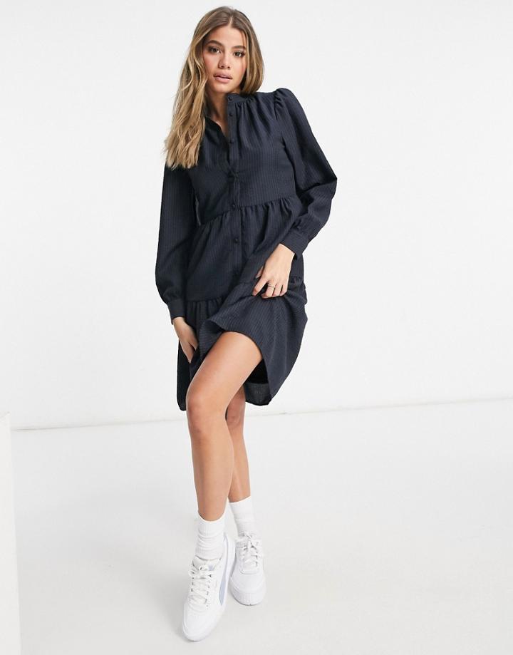 Unique21 Collarless Smock Dress-navy