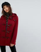 Gloverall Mid Slim Wool Blend Duffle Coat - Red