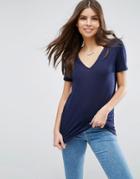 Asos Lightweight T-shirt With V Neck - Navy