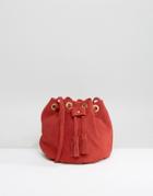Park Lane Red Suede Bag With Tassel Detail - Red