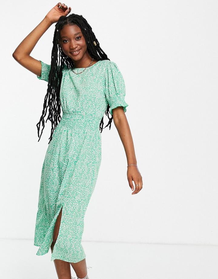 Influence Midi Dress In Green Floral