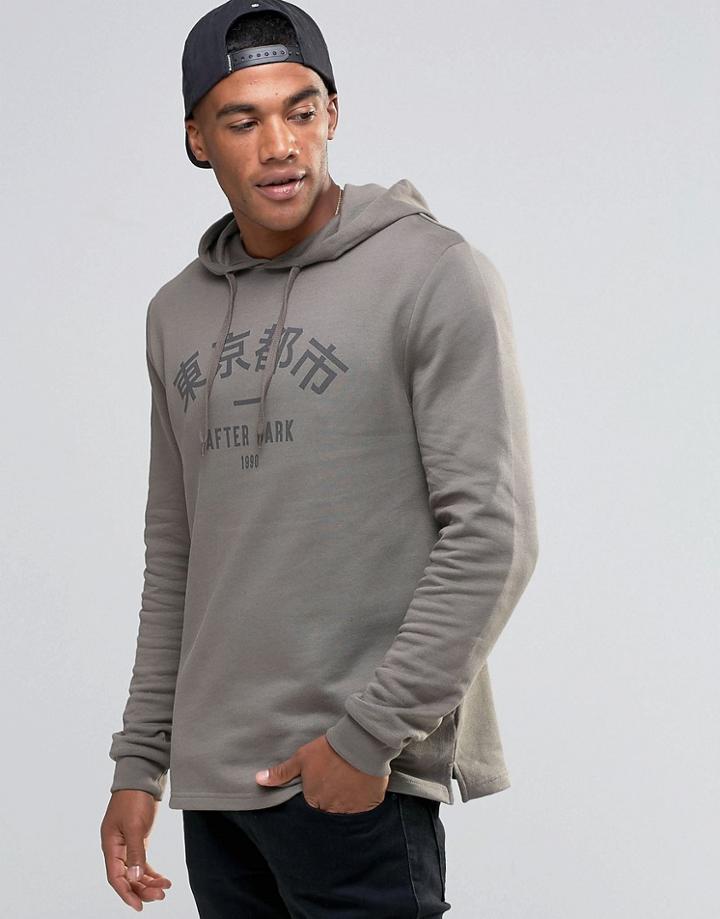 Asos Hoodie With After Dark Print - Satellite