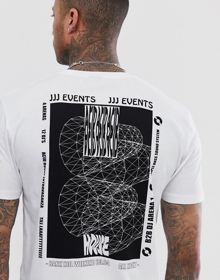 Asos Design Relaxed T-shirt With House Music Back Print-white