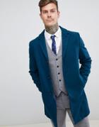 Harry Brown Premium Wool Blend Classic Overcoat - Blue