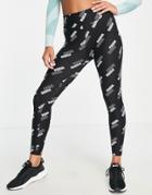 Puma Power All Over Logo High Waist 7/8 Leggings In Black
