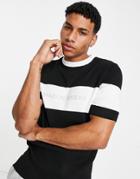River Island Les Ensemble Blocked T-shirt In Black